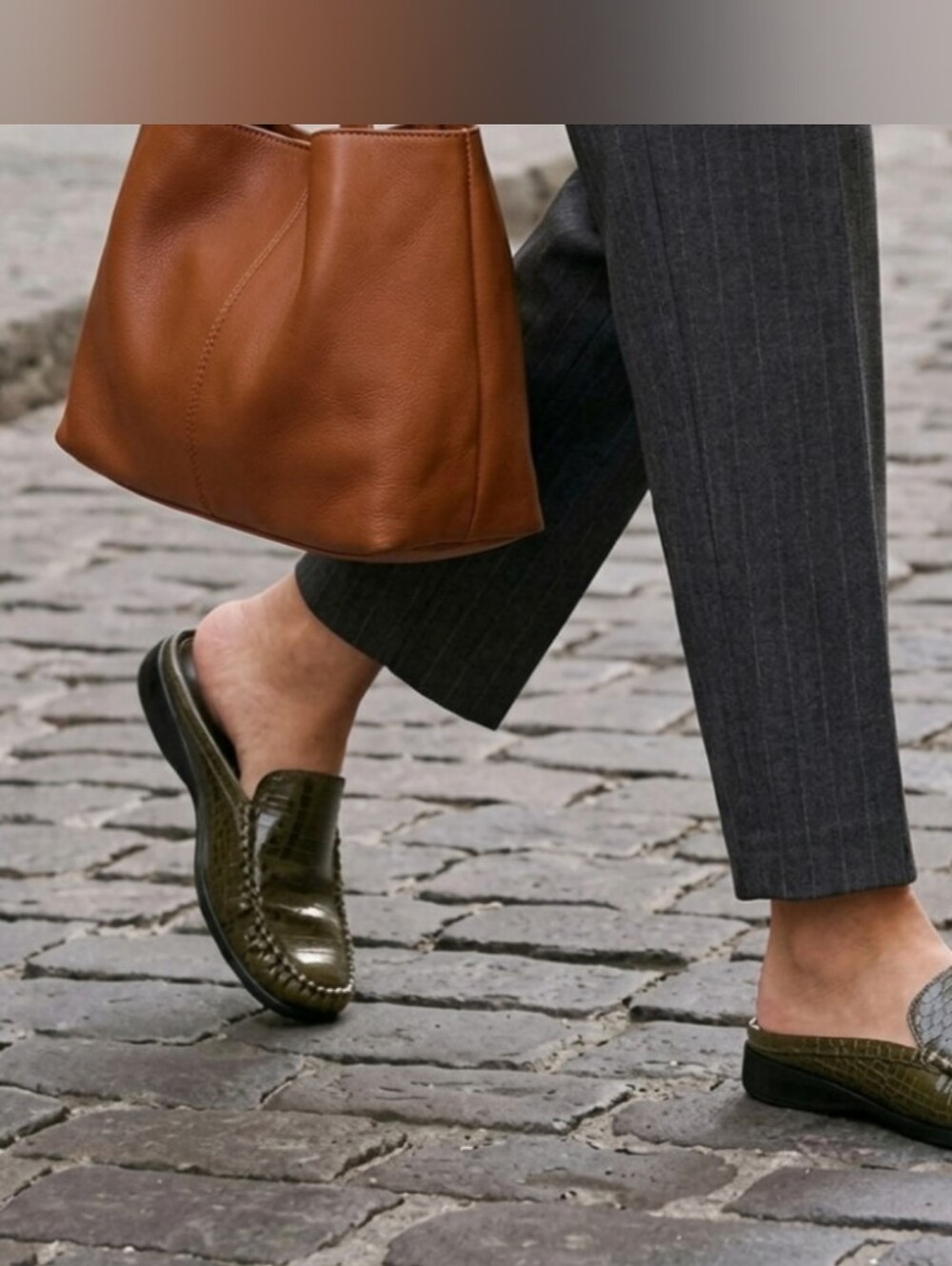 Sesto Meucci Olive Leather Slip-On Loafers Snakeskin